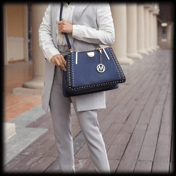 🍁NIB-MKF Collection Aubrey Vegan Leather Multi-Compartment Satchel - Picture 3 of 7